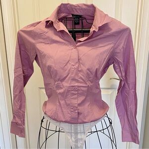 Moda International Lilac Button Down Shirt Bodysuit, size M
